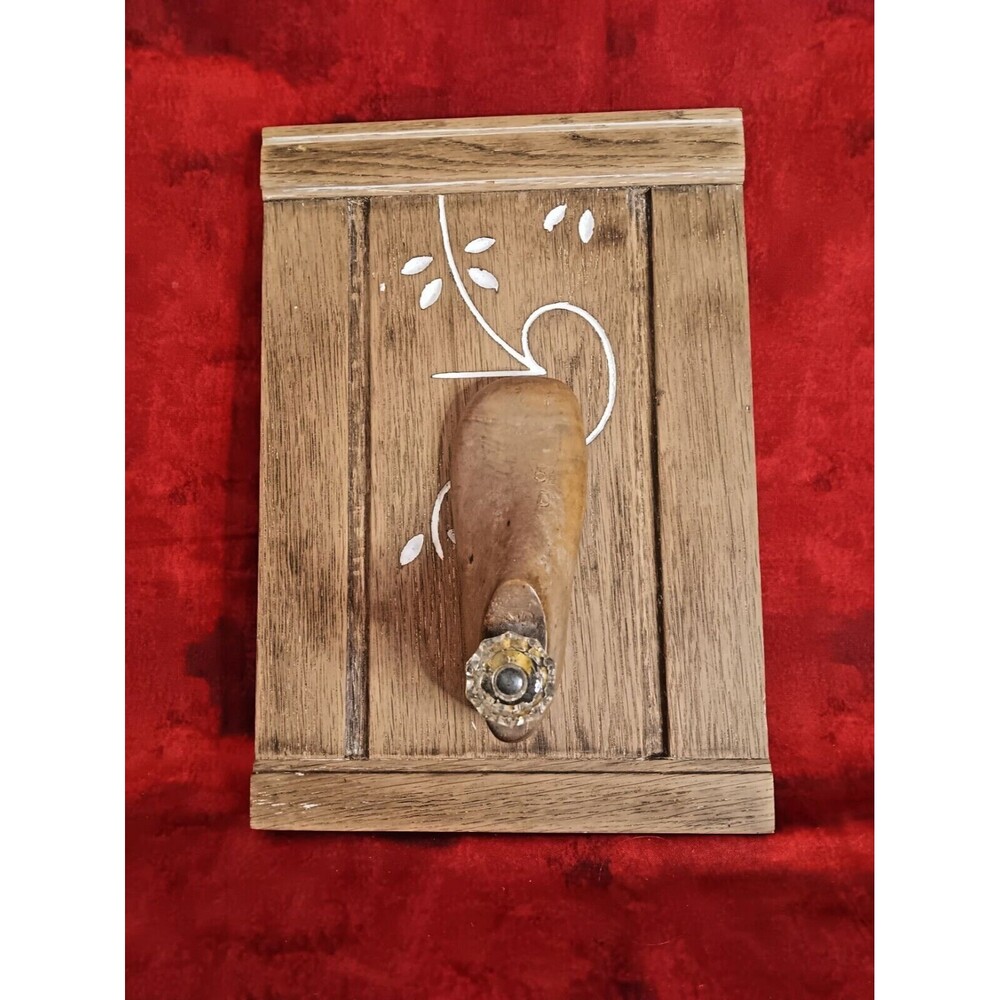 Vintage Handmade Folk Art Wooden Shoe Wall Hanging